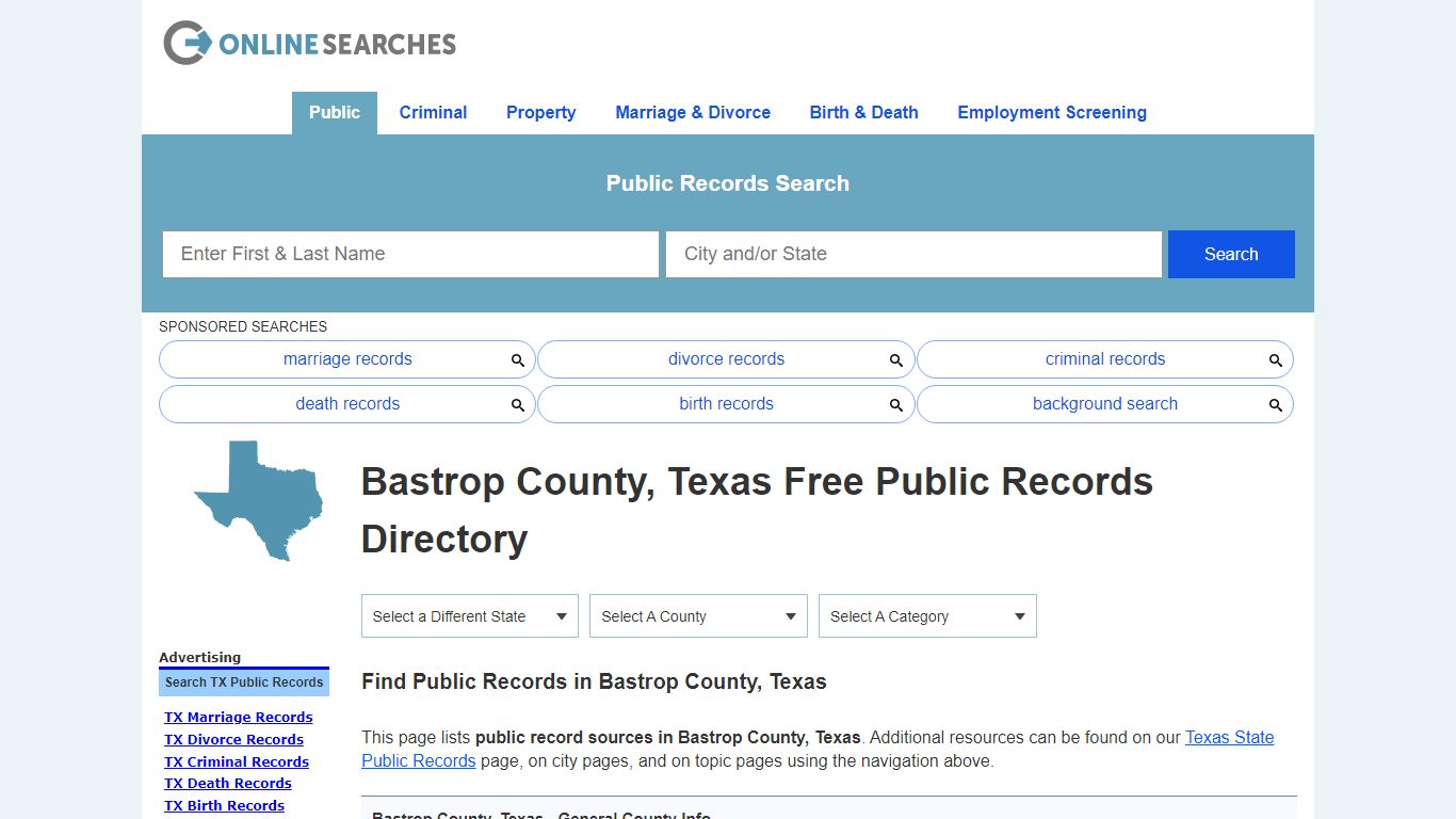 Bastrop County, Texas Public Records Directory